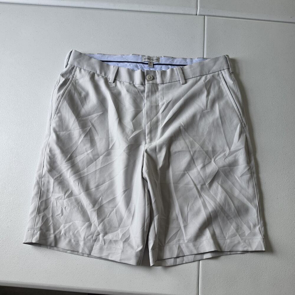 Peter Millar Shorts Mens 34 Gray Performance Stretch Golf Salem Chino 9 Inseam